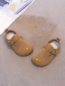 1 Pair Unisex Kids Leather Cute Loafers, Breathable Soft Sole Anti-Slip Versatile Infant Toddler Walking Shoes, Simple Fashion Flat Slip-On Casual Shoes For Spring, Summer, Autumn - Khaki - View 8