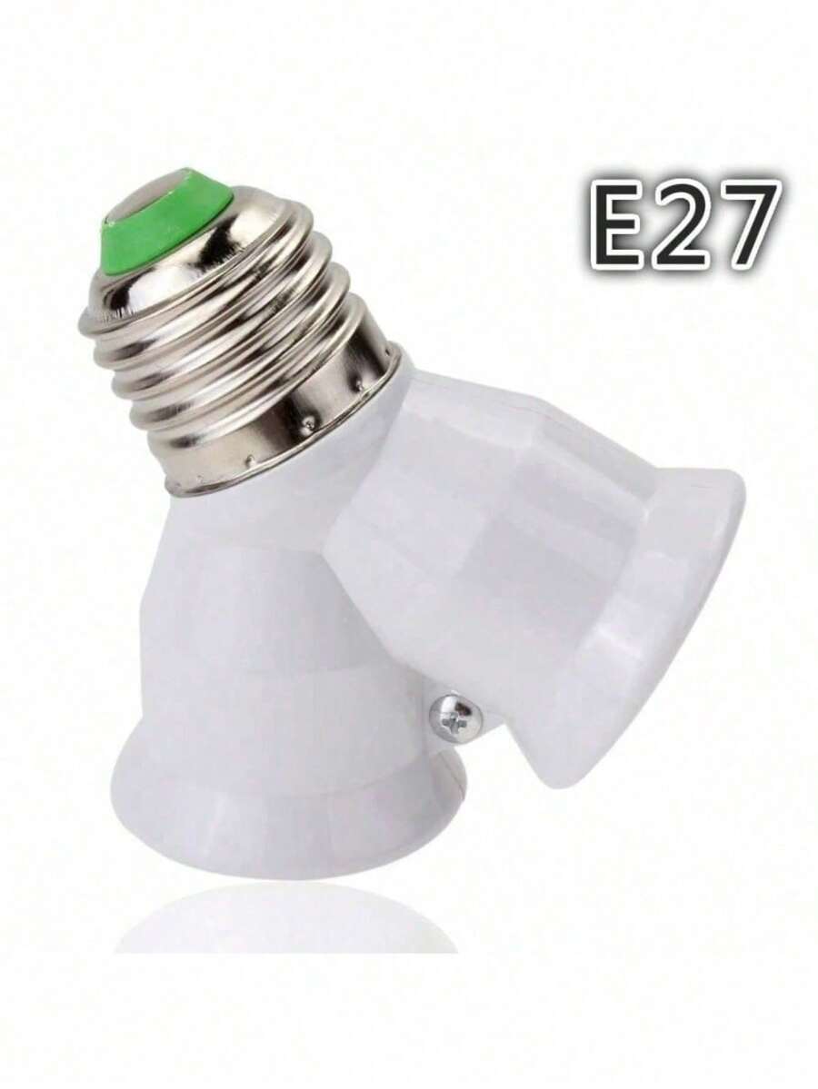 E27螺口LED灯泡插座，E27转2个E27分线器适配器 - 白色的 - 查看 1