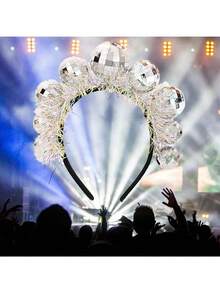 1个创意迪斯科球形头箍，闪亮球形头饰，适合圣诞节、新年、节日派对、嘉年华/化装舞会等场合佩戴。 - 彩色 - 查看 7