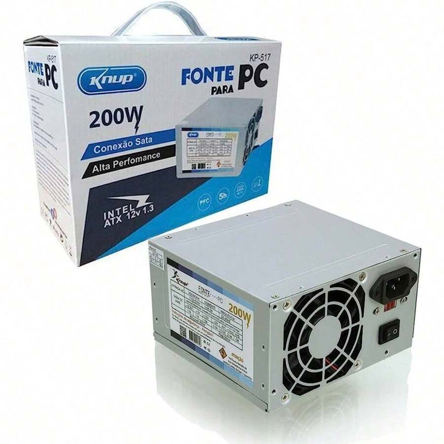Fonte Atx Pc 200W KP-517 + Cabo De Alimentação - Entrada do Brasil (220V) - Visão 1