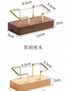 1pc Card Storage Business Card Holder, Simple Tabletop Shelf Beech Wood Cards Display Stand Walnut Wood Metal Wooden Card Holder, Home Office Supply - Multicolor - View 5