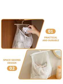 悬挂式收纳架、衣夹篮、衣夹架、脏衣篮、晾衣架 - 白色 - 查看 3