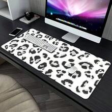 黑色豹纹纹理圆形超大加长游戏鼠标垫和键盘笔记本电脑桌垫，防滑底座，时尚实用，送朋友的完美礼物 - 彩色 - 查看 17