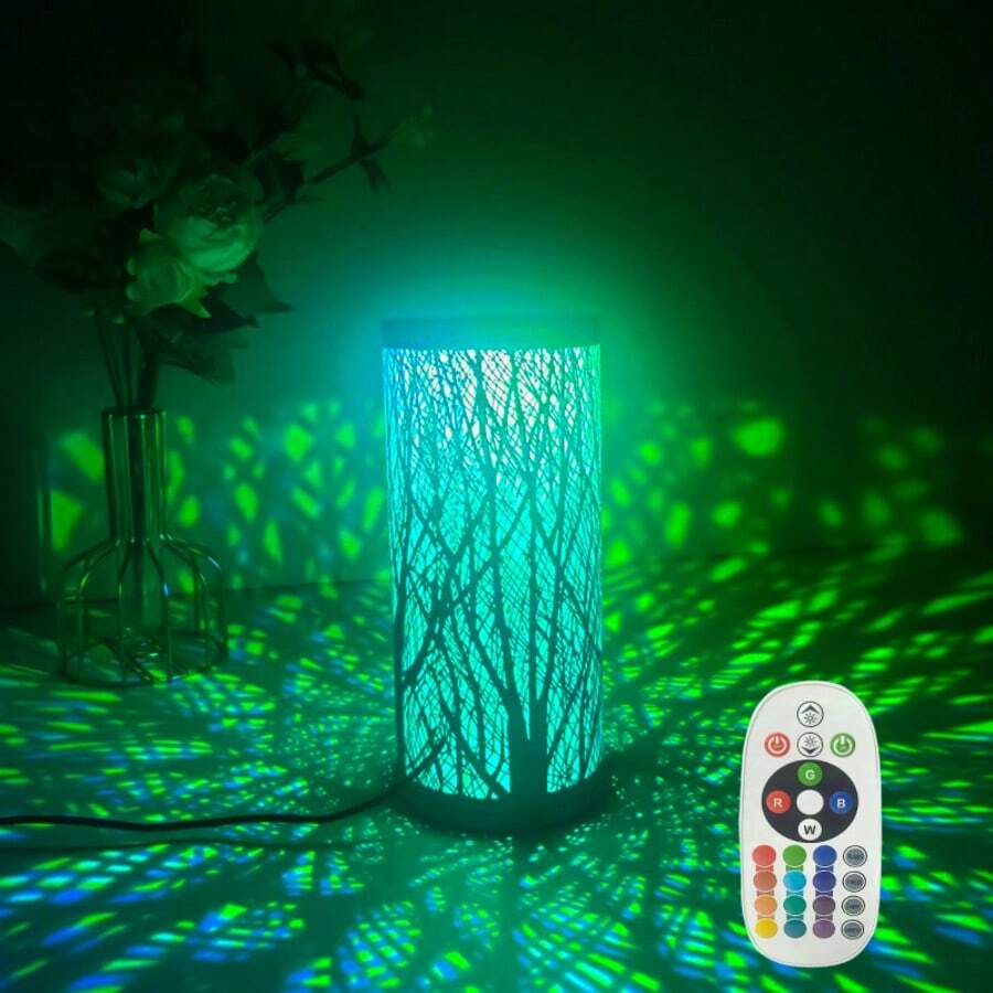Ironwork Hollowed-Out Projection LED Indoor Ambient Light With Big Tree Decoration Is Suitable For Romantic Atmosphere In Bedrooms And Living Rooms - RGB16 Colors - View 1