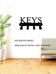 1pc Wall Mounted Key Holder - Metal Key Hooks, Easy Installation, Suitable For Entryway, Kitchen, Office - Casual Style Decorative Key Organizer Rack With Special Easy-Install Feature - Multicolor - View 5