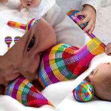 Baby maracas for early stimulation with contrasting colors and pleasant sound Handmade in Mexico stimulate baby's mind with colors sound and texture - Multicolor - Ver 1