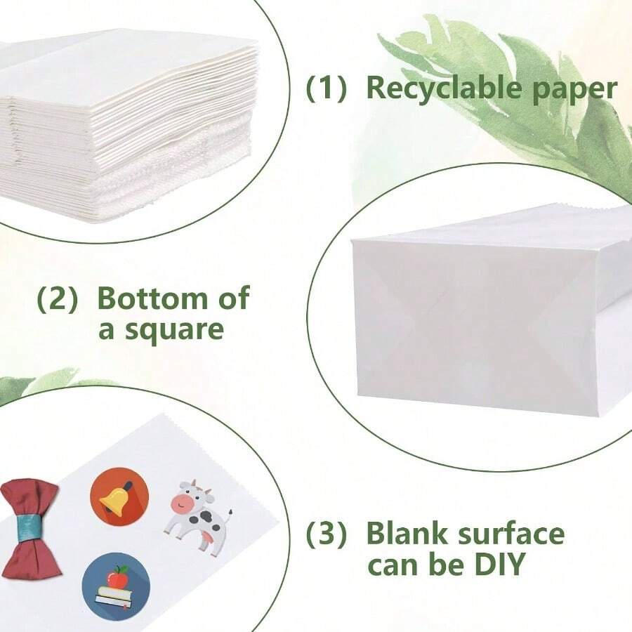 200 PCS Small White Paper Lunch Bags - 1 LB, 3.5x 2.2x Inch - Bulk Paper Bags Lunch, Snack, Popcorn, Wrapping - 白色 - 查看 1