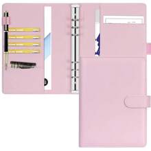 A5 Binder 6 Ring Personal Organizer Planner Binder Cover Makaron Pink Portfolio Folder For Women With Macaron Colors,6 Ring A5 Binder - 馬卡龍粉色 - 查看 1