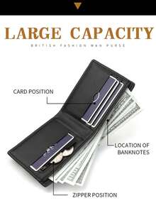 1pc Multi-Functional Personalized Graffiti Design PU Leather Wallet Card Bag, Great Gift For Young Boys On Valentine's Day - Multicolor - View 3