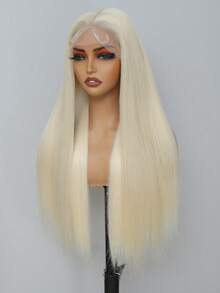 Anime Cosplay Long Blonde Straight Synthetic Hair Wig, Light Blonde, Middle Part, Elastic Cap, For Women, Halloween Party - Gold - View 2