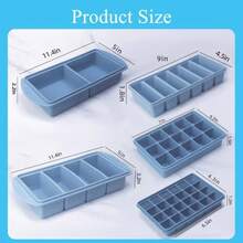 Blue Silicone Freezer Molds And Trays Set For Meal Prep Kitchen Essentials With 1 And 2 Tbsp 1/2 1 And 2 Cup Sizes Includes Lids 5 Pack - 藍色 5 件裝 - 查看 2