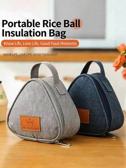 1pc Triangular Insulated Lunch Bag, Simple Portable Hand-Held Lunch Box, Suitable For School Office Picnics, Thick Aluminum Foil Lining, Return To School Lunch Bag, Return To School, Valentine's Day, New Year, Children's Gift