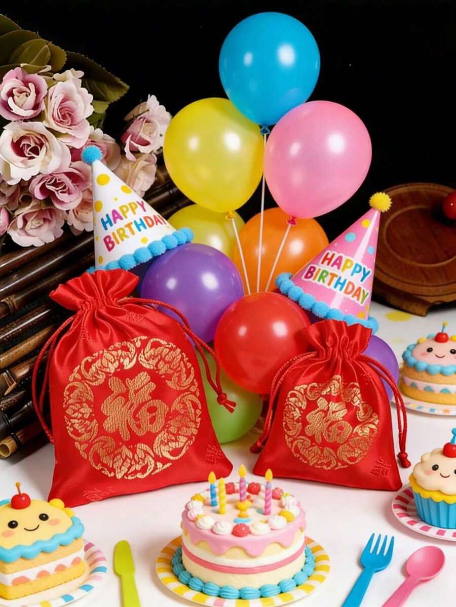 Set Of 1/6/12 China Brocade Drawstring Bags - Mixed Color Fabric Gift Bags, Suitable For Jewelry, Wedding Party Favors, Candy Packaging, Drawstring Gift Bags - Ideal For Wedding Gifts, Jewelry Storage, Holiday Party Favors, And Candy Wrapping. - Multicolor - View 1