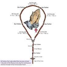 Rosary Beads Catholic For Women Handmade Wooden Catholic Rosay With Jes 1us Christ Crucifix Cross Real Healing Wooden Rosary Beads Yoga Meditation Prayer Bead Necklace - 棕色 - 查看 4