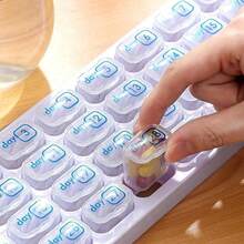 1pc Portable 31-Day Deluxe Pill Organizer - Transparent Compartment Lids, Weekly Labels And Removable Compartments - Ideal For Home, Travel, Holidays And Birthdays, Perfect Gift - Travel Pill Case, Pill Box, Handbag Pill Holder - Multicolor - View 2