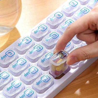 1pc Portable 31-Day Deluxe Pill Organizer - Transparent Compartment Lids, Weekly Labels And Removable Compartments - Ideal For Home, Travel, Holidays And Birthdays, Perfect Gift - Travel Pill Case, Pill Box, Handbag Pill Holder