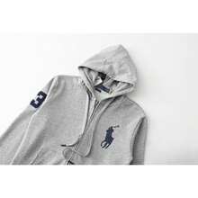 Polo Ralph Lauren Unisex Full-Zip HoodieSweatshirt , Fashion Hoodies & Sweatshirts, Drawstring Hoodies Pullover Sweatshirts Casual Long Sleeve Shirts - 灰色 - 查看 8