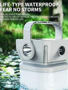 1pc Long Range Solar Camping Light - 8-In-1 Function. With Battery Level Display, Waterproof Design, Suitable For Rugged Outdoor Environments, A Practical Lighting Tool For Camping, Booth Setup, And Emergency Situations. - White - 查看 8