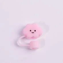 Cute & Playful Silicone Straw Lids, Dust-Proof, Leak-Proof, Anti-Choke Design, Suitable For Water Bottles, Tumblers, Travel Essentials - Pink - View 4