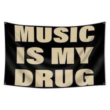 "Music Is My Drug" Is A Decorative Background For An Abstract Cartoon Art Tapestry. - 黑色 - 查看 5