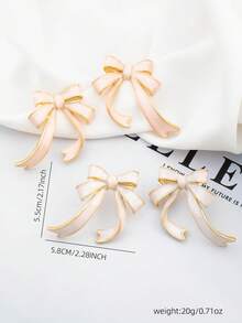 1 Pair Cute Pink Bow Earrings, Versatile For Daily Wear - one-size - View 2