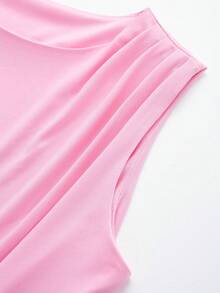 Elegant Solid Color Draped Camisole Top, Summer Casual Pink - Pink - View 3
