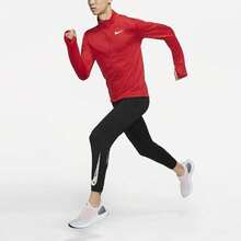Nike Dri-Fit Pacer Solid Color Print Half-Pack Fit Stand Collar Long Sleeve Raglan Sleeve American Retro T-Shirt For Men