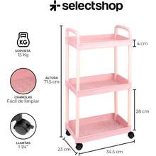 CYPNSELECTSHOP Organizador de 3 Niveles con Ruedas Universal Carrito de Almacenamiento de Plástico Rodante Multiusos Fácil de Montar Utilidades para Baño HG55C22Fashion - 219361235 - Ver 7