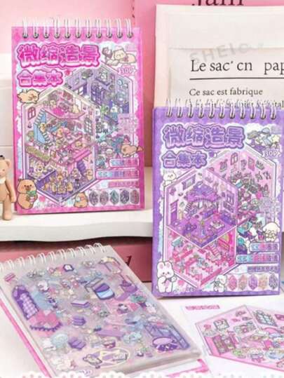 10 تصميمات كتاب ملصقات مشهد ثلاثي الأبعاد منبثق، ملصقات كرتونية جميلة مقاومة للماء للتجليد والتخطيط اليومي والأعمال اليدوية وتزيين الهاتف