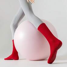 1Pair Women's Yoga Pilates Socks Chinese Zodiac Red Long Tube Combed Cotton Non-Slip High Elastic Antibacterial Pilling Free Daily Wear. - Red and White - View 6