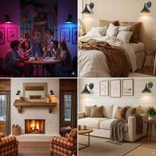 2 Sets Battery Powered Swing Arm Wall Lamps, Cordless Industrial Wall Lights With Remote Control, Adjustable, Suitable For Bedroom, Farmhouse, Hallway - Multicolor - View 7