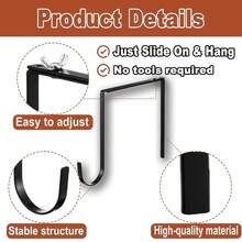 6pcs Adjustable Outdoor Light String Hooks - No Drill Installation, Heavy-Duty Metal Hangers For 6-11 Inch Concrete Cinder Block Walls & Fences, Weatherproof Hanging Brackets For Garden Decor, Outdoor Lights For Garden - Black - View 3