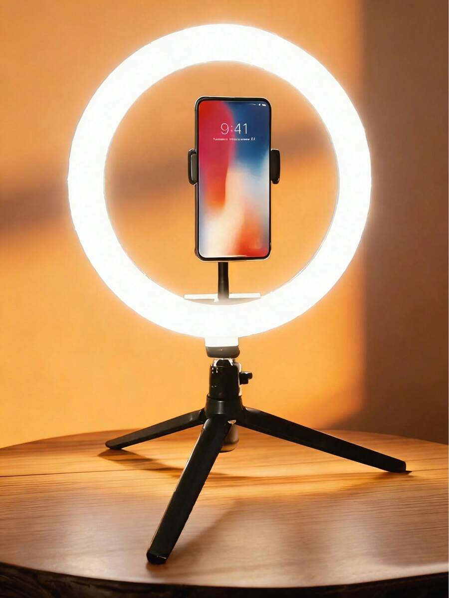 10-Inch LED Ring Light With Phone Holder - Adjustable Lighting, Suitable For Makeup, Video, Photography, Selfie, Vlog, Live Streaming, Professional Desktop Studio Kit
