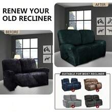 Trugenix-Recliner Sofa Covers - Leather Like Recliner Sofa Covers 3 Seater Recliner Couch Covers For 3 Cushion Couch 8 Pieces Washable Stretch Reclining Sofa Slipcovers (Brown)-GP - 02-green - 查看 6