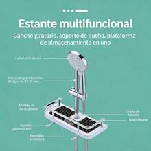 Estantería de Ducha sin taladros, Paquete de Estante de Almacenamiento multifunción para jabón, champú, Toalla con Hebilla y Gancho para Cabezal de Ducha para 2,1 a 2,5 cm de diámetro - Blanco - Ver 3