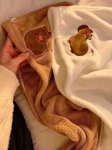 1 件装，女士超细纤维干发巾，扭结式干发巾，超细纤维干发巾，水豚造型干发帽，速干干发巾，吸水性强，毛绒干发帽，可爱动物头巾装饰，情人节，新年，冬季水疗