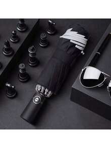 Fully Automatic Heavy Rain Resistant UV Protection Windproof Flame Resistant Shape-Retaining Reflective Stripe Heat Insulation Umbrella For Rainy Day