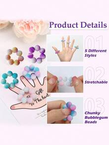 手指按摩环，缓解焦虑和压力，弹性舒缓指压按摩珠环，感官玩具，适合成人、女孩、男孩，居家、户外、学校、办公室、旅行手指玩具配件 - 彩色 - 查看 3