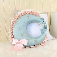 1pc Soft Blue Starry Dream Throw Pillow, Dreamy And Romantic With Moon & Star Elements, Fashionable And Cute INS Style Pillow, Essential For A Girl''s Room