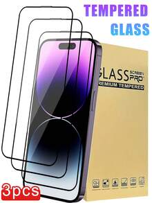 3 Packs - Full Coverage HD Full Adhesive 2.5D 9H High Hardness Tempered Glass Screen Protector, Excellent Value For Money, Compatible With 17 Pro Max/17 Pro/16E/16/16 Plus/16 Pro/16 Pro Max, 15/15 Plus/15 Pro/15 Pro Max, 14/14 Plus/14 Pro/14 Pro Max, 13/13 Mini/13 Pro/13 Pro Max, 12/12 Mini/12 Pro/12 Pro Max, 11/11 Pro/11 Pro Max, X/XS/XS Max, 8/8 Plus/7/7 Plus Series. Features Include Drop Protection, Scratch Resistance, Smooth Touch, And Fingerprint Resistance. Suitable For Use With Phone Cases - Clear - View 34