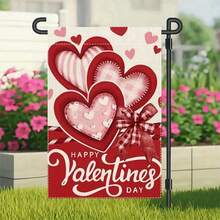 1pc Valentine'S Day Heart Garden Flag - Double-Sided Polyester Burlap, Seasonal Outdoor Holiday Decor, Machine Washable, 12x18 Inches - 1PC WW1382 - 查看 6