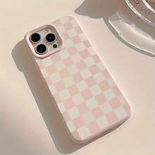 A Pink Phone Case With A Diamond Grid Design, Perfect For IPhone 17 Pro Max, 17 Air, 16, E Plus, 15, 14, 13, 12, And 11 Series.This Cute Cartoon-Style Aesthetic Phone Case Is Shockproof And Fashionable, Making It An Ideal Creative Gift For Gi On Christmas. Valentine's Day - 粉色 - 查看 5