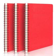 EUSOAR Spiral Lined Notebook, A5 3packs 5.5\X8.3\ 120 Pages Lined Travel Writing Journal, Memo Notepad Sketchbook, Students College Office Business Subject Diary Ruled Spiral Book Journal-Red Cover - Red - View 1