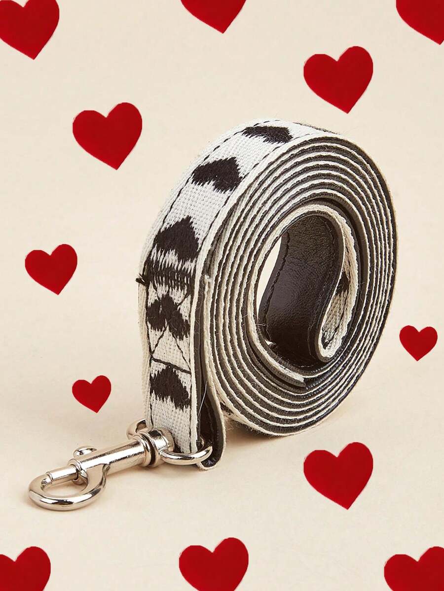 1条涤纶材质清新微风爱心图案宠物牵引绳，适合猫咪和小型犬户外使用（不适合大型犬）。 - 黑色 - 查看 1