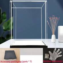 Tủ trưng bày/kệ kính/tủ đồ trang trí lối vào chống bụi bằng acrylic (Tấm acrylic dày độ phân giải cao + đế gương), thích hợp để trưng bày tượng/quà tặng/mô hình/sản phẩm/khối xếp hình/túi xách/búp bê, nhiều kích thước, dễ lắp ráp (cần dây chun để gia cố sau khi lắp ráp), vui lòng đo kích thước vật phẩm cần trưng bày trước khi đặt hàng. - Nền đen + bề mặt bóng như gương - Xem 28