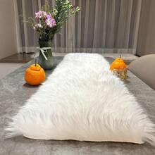 1pc Luxurious White Faux Fur Table Runner – Perfect For Christmas, Valentine's Day, Birthdays, And Weddings | Elegant Rectangular Polyester Blend Decorative Mat With A Soft Texture, Ideal For Festive Dining And Holiday Table Decor | Luxurious Table Setting | Soft Textured Runner - 白色 - 查看 7
