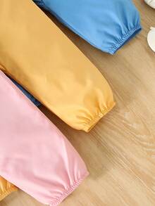 3件套女婴夏季雏菊刺绣吊带连体衣套装，蓝/黄/粉，可爱宽松背带连体裤 - 彩色 - 查看 5