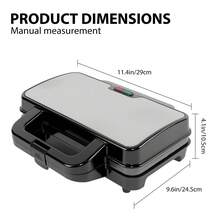 Vandise 1200W Deep Fill Sandwich Maker, 4 Slice Toaster, Dual Non-Stick Grills, Fast Heating Auto Temp Control, Stainless Steel - UK Plug(220-240V) - View 11