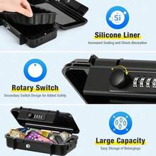 Portable Safe Box Combination Security Case Travel With Code Waterproof Lockbox~ - Black - View 5