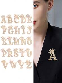 European And American Minimalist Fashion 26-Letter Brooch - A Stylish Accessory For Women's Suits And Collars - Perfect As A Wedding Gift, For Parties, And For Everyday Wear By Men, Women, And Couples!
